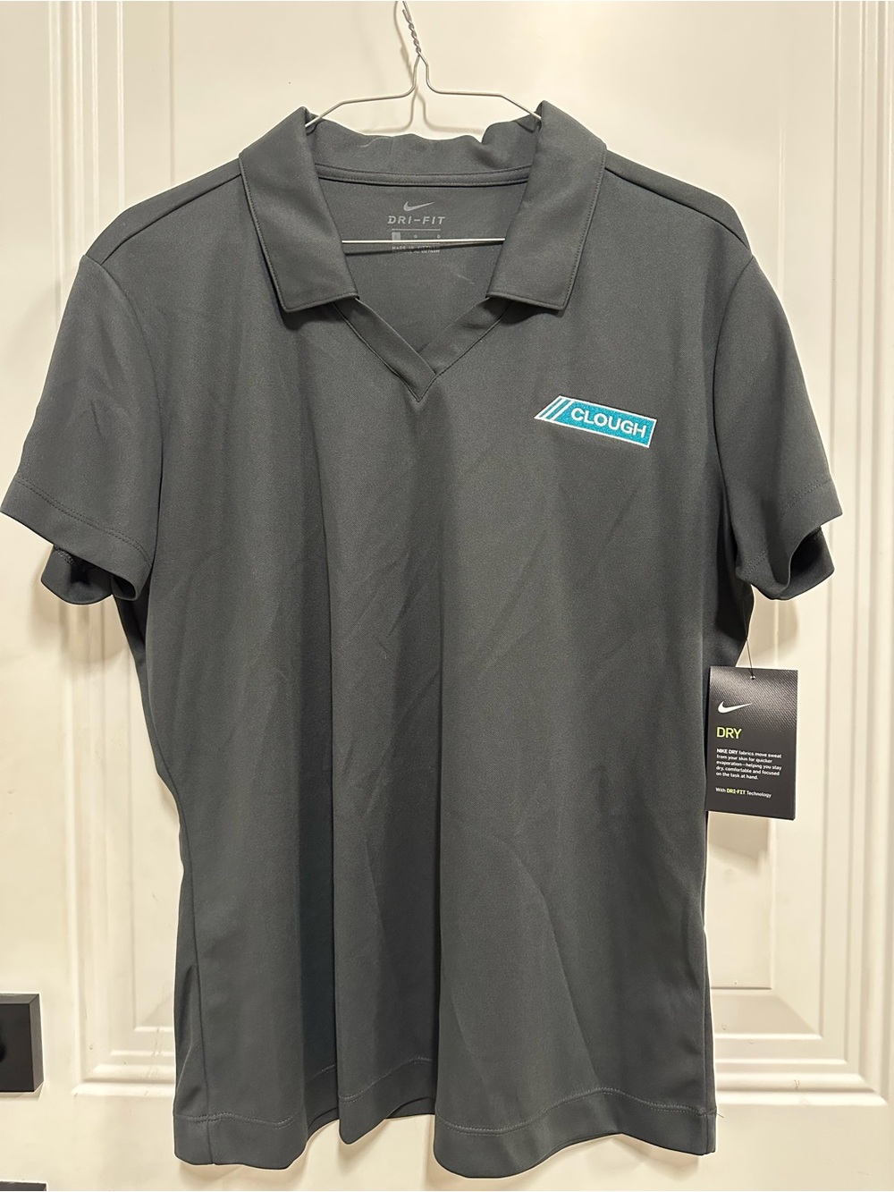 Nike Dri-FIT Women’s Charcoal Gray Polo with Clough Logo